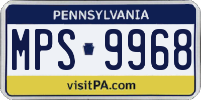 PA license plate MPS9968