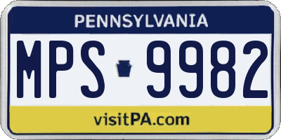 PA license plate MPS9982
