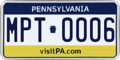PA license plate MPT0006