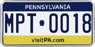 PA license plate MPT0018