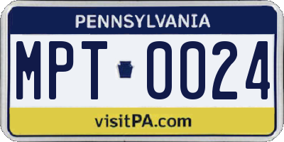 PA license plate MPT0024