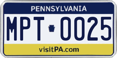 PA license plate MPT0025