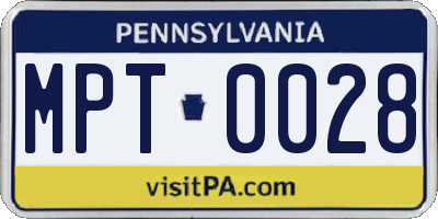 PA license plate MPT0028