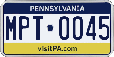 PA license plate MPT0045