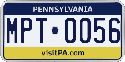 PA license plate MPT0056