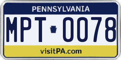PA license plate MPT0078