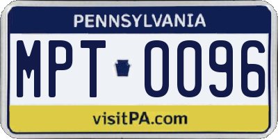 PA license plate MPT0096