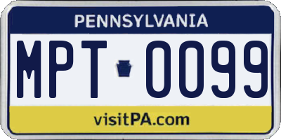 PA license plate MPT0099
