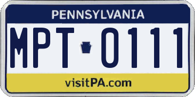 PA license plate MPT0111