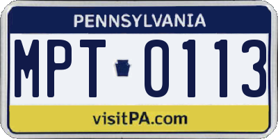 PA license plate MPT0113