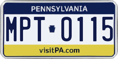 PA license plate MPT0115