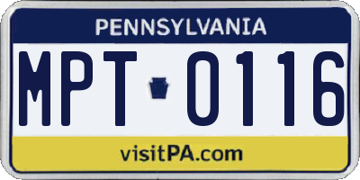 PA license plate MPT0116
