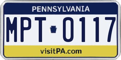 PA license plate MPT0117