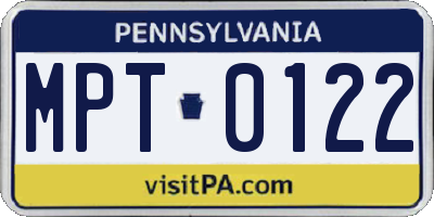 PA license plate MPT0122