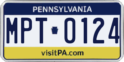 PA license plate MPT0124