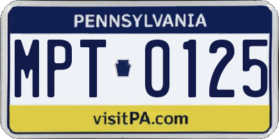 PA license plate MPT0125