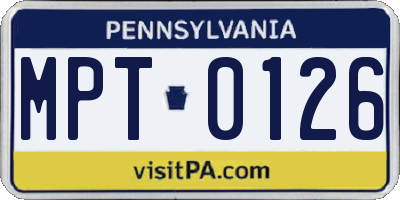 PA license plate MPT0126