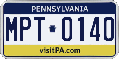 PA license plate MPT0140
