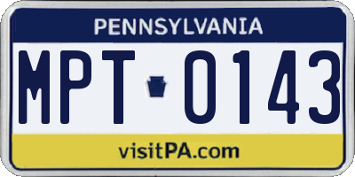 PA license plate MPT0143
