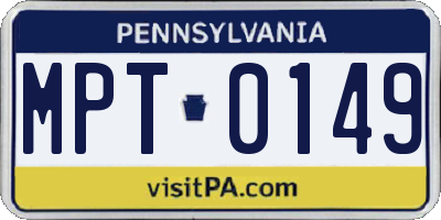 PA license plate MPT0149