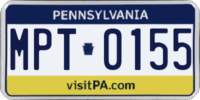 PA license plate MPT0155