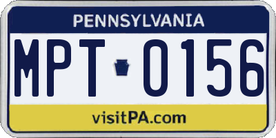 PA license plate MPT0156