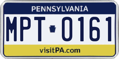 PA license plate MPT0161