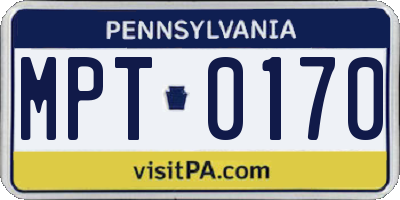 PA license plate MPT0170
