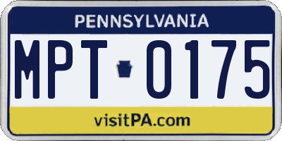 PA license plate MPT0175