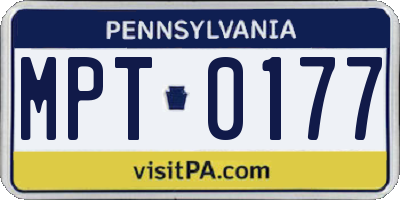 PA license plate MPT0177