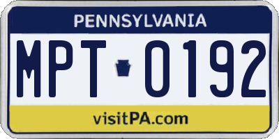 PA license plate MPT0192