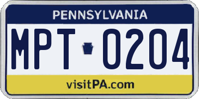 PA license plate MPT0204