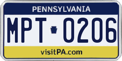 PA license plate MPT0206