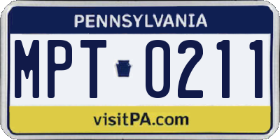 PA license plate MPT0211