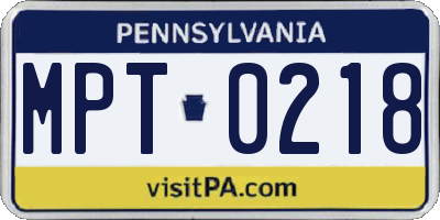 PA license plate MPT0218