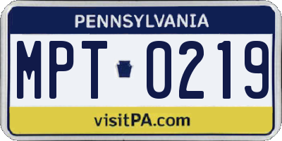 PA license plate MPT0219
