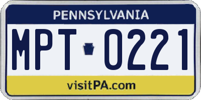 PA license plate MPT0221