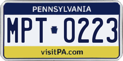 PA license plate MPT0223