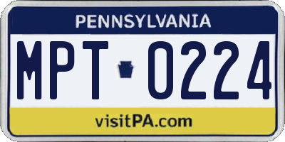 PA license plate MPT0224