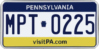 PA license plate MPT0225