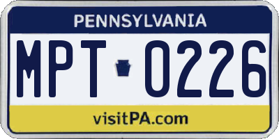 PA license plate MPT0226