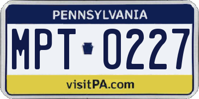 PA license plate MPT0227