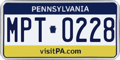 PA license plate MPT0228