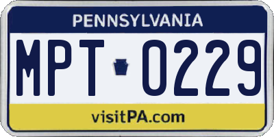 PA license plate MPT0229