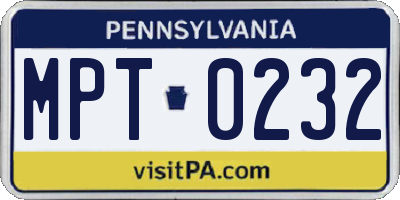PA license plate MPT0232