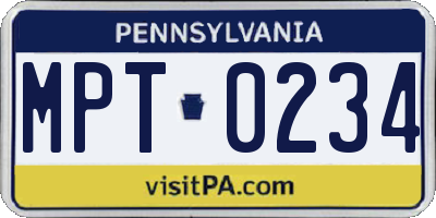PA license plate MPT0234