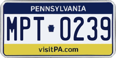 PA license plate MPT0239