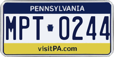 PA license plate MPT0244