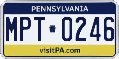 PA license plate MPT0246