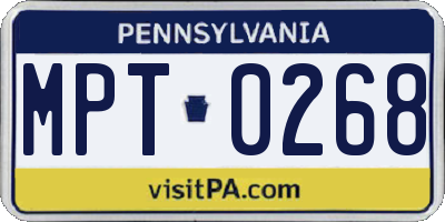 PA license plate MPT0268